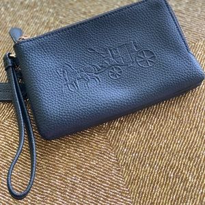 Coach Double Zip Black Leather Wristlet